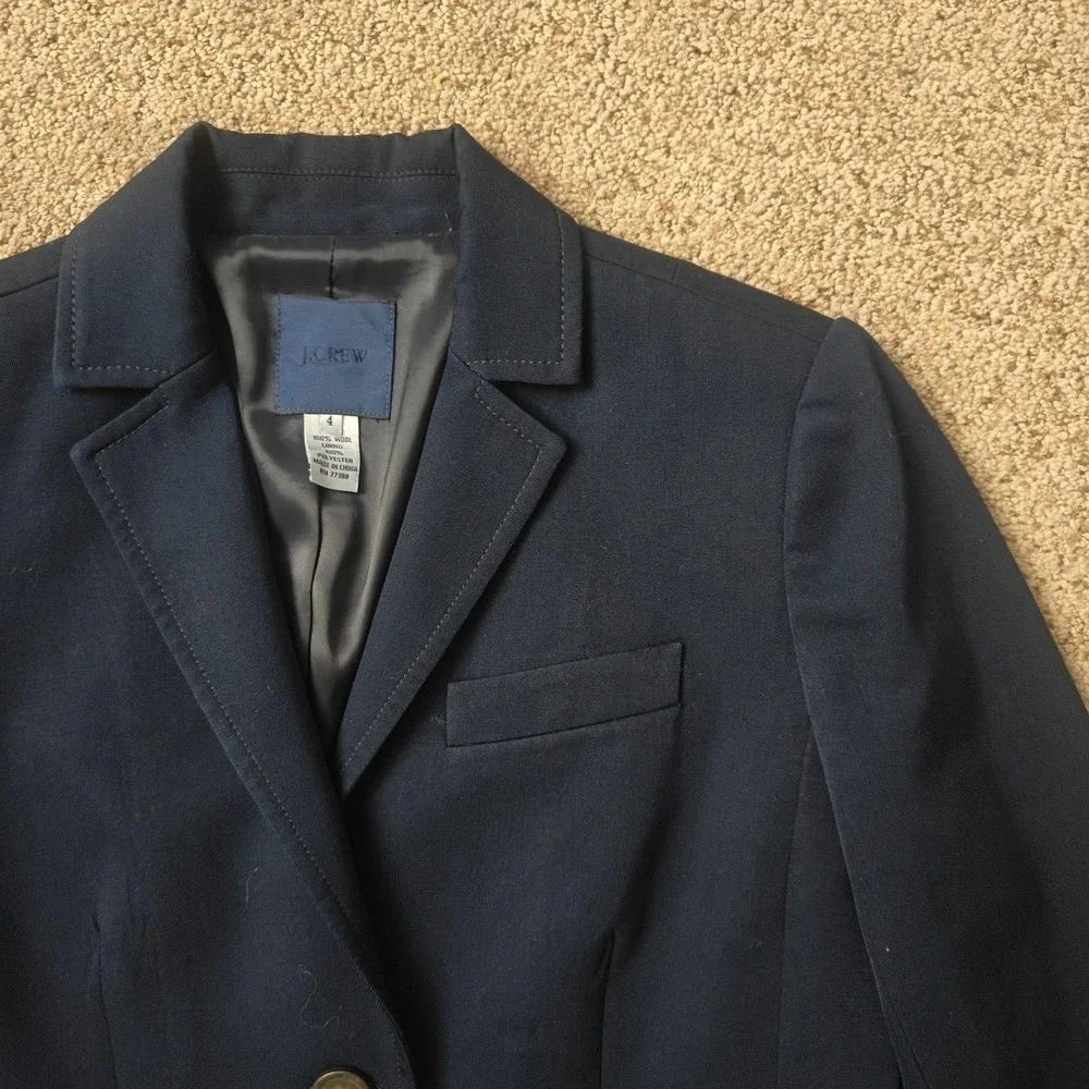 J.Crew Blazer Womens 4 Navy Tailored‎ Wool 2Button NotchedLapel SingleBreasted